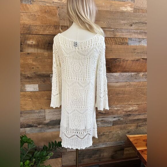 H&M Off-White Crocheted Cotton Dress with Liner – sz M EUC - Picture 15 of 17
